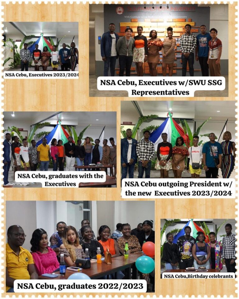 The Nigerian Student Association (NSA) Cebu, “Developing Tomorrow’s Leaders”, presents its executive officers.